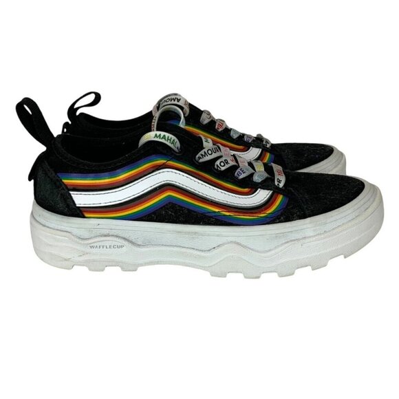 Vans Ultra Cush Pride Sneakers US 6.5 Womens 5 Mens Black Rainbow Trans Stripes - Picture 3 of 10